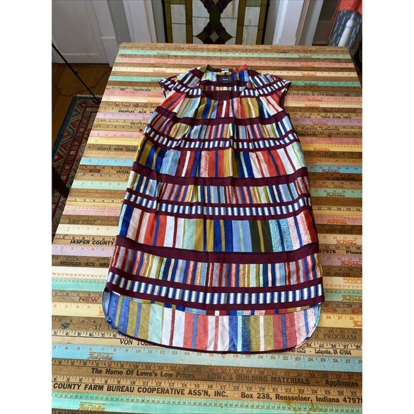 Anthropologie 4 Maeve Au Revoir Colorful Stripe Library Bookshelf Shift Dress S - Picture 13 of 15